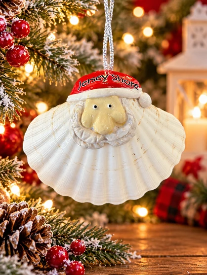 Jersey Shore Santa Claus Real Seashell Christmas Ornament – Coastal Beach Holiday Décor