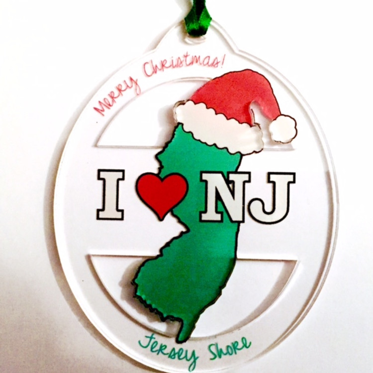 Clear Acrylic I ♡ NJ Ornament