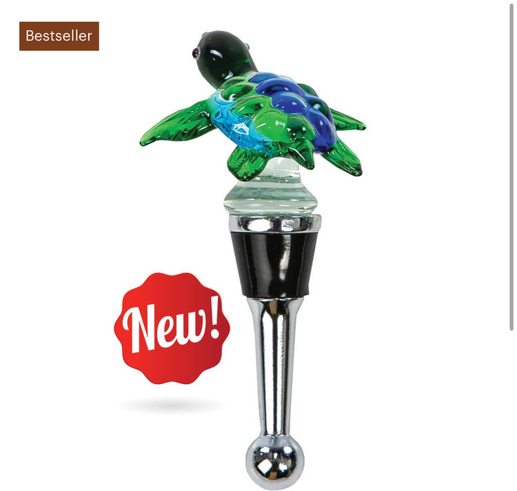 Artisan Handcrafted Sea Turtle Glass Bottle Stopper