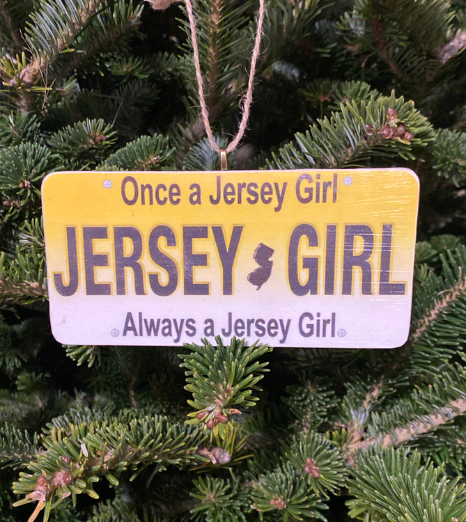 Handmade Jersey Girl License Plate Wood Ornament