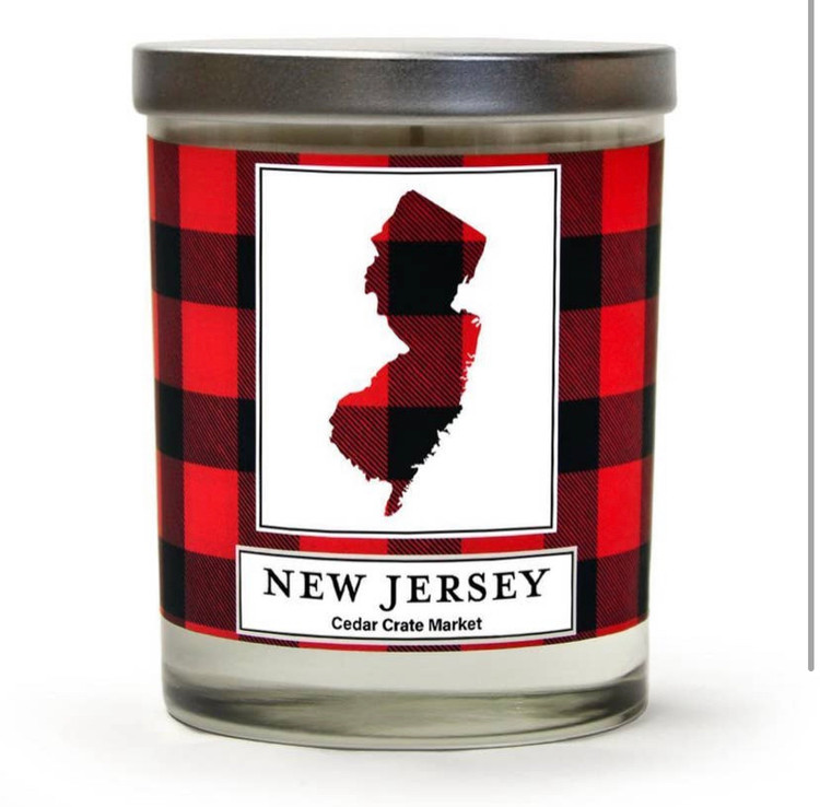 New Jersey Buffalo Plaid State Candle