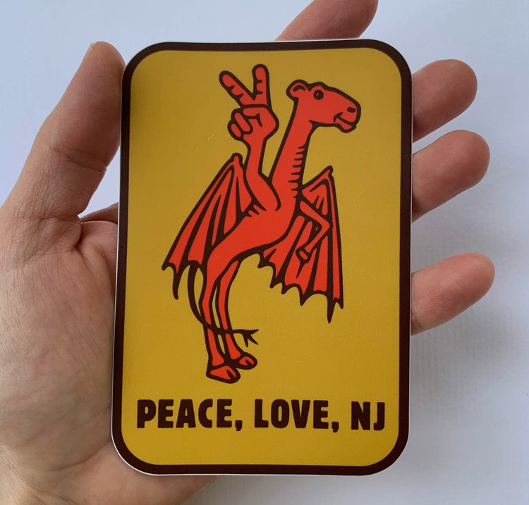 Peace, Love, New Jersey- Jersey Devil Auto Sticker