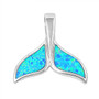 Sterling Silver Blue Opal Whale Tail Pendant