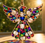 Angel Stained Glass Ornament, Rainbow Wood Suncatcher