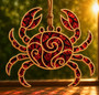 Crab Stained Glass Ornament, Coastal Beach Suncatcher