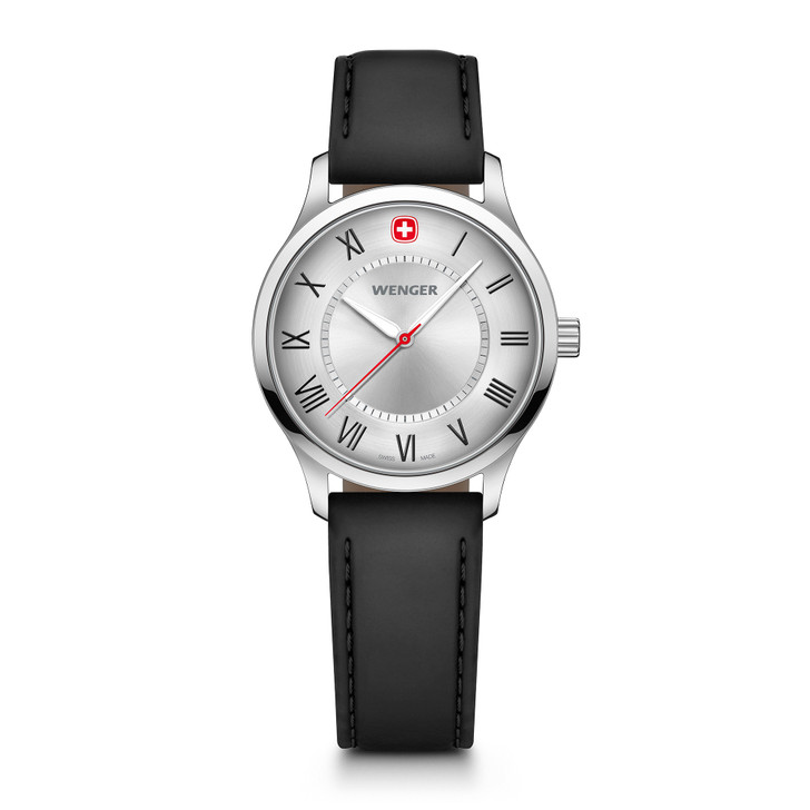 City Classic, Silver Dial, Black Leather Strap 34 mm