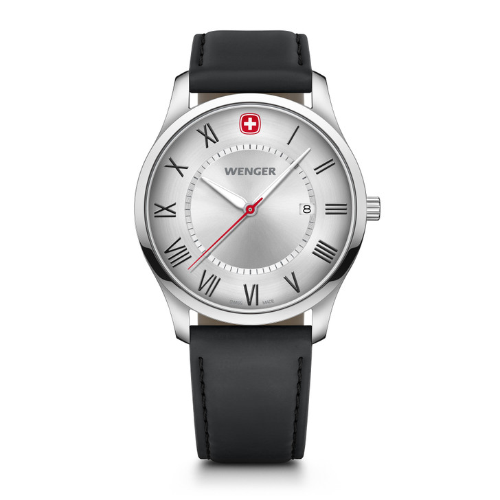 City Classic, Silver Dial, Black Leather Strap 42 mm