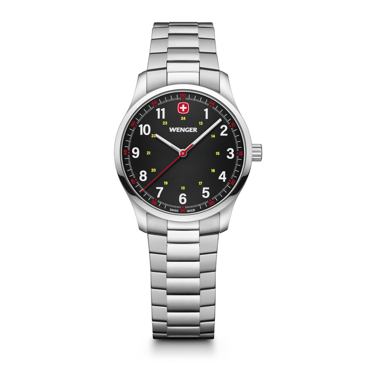 City Sport 34mm, Black dial, Silver Stainless Steel