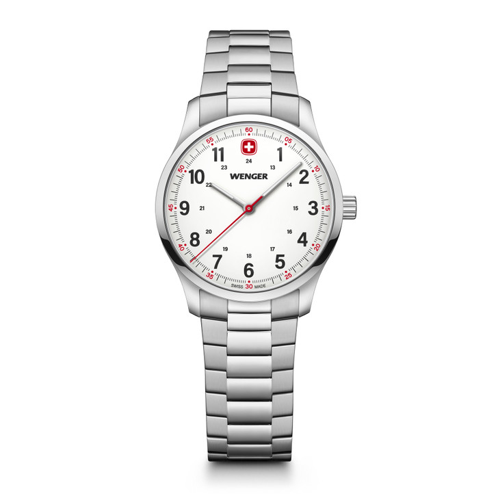 City Sport 34mm, White dial, Silver Stainless Steel