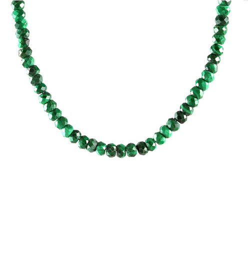 Malachite Faceted Gemstone Beaded Necklace