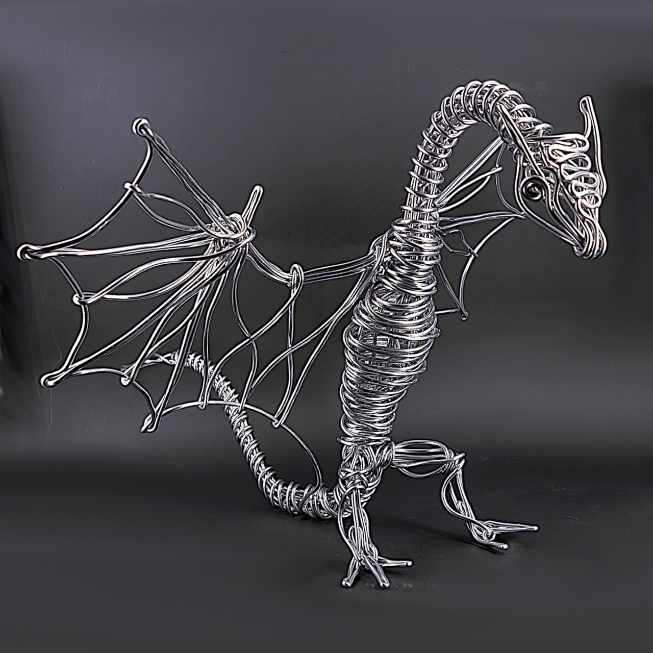Aluminum Wire Sculpture - Standing Dragon - Totally Awesome Goods