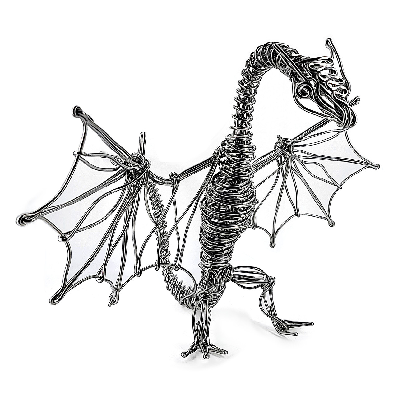 Aluminum Wire Sculpture - Standing Dragon