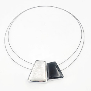 Trapezoid Pendant Necklace - Black and White