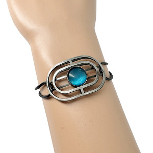 Christophe Poly Aqua Circle Leather Bracelet
