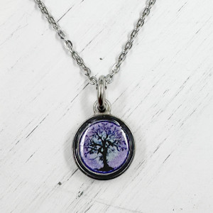 Spirit Lala Reversible Necklace- Tree of Life in Fuchsia