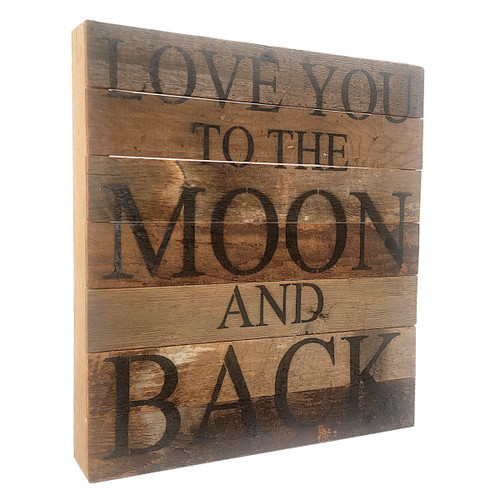 Reclaimed Wood Sign - Love you to the moon