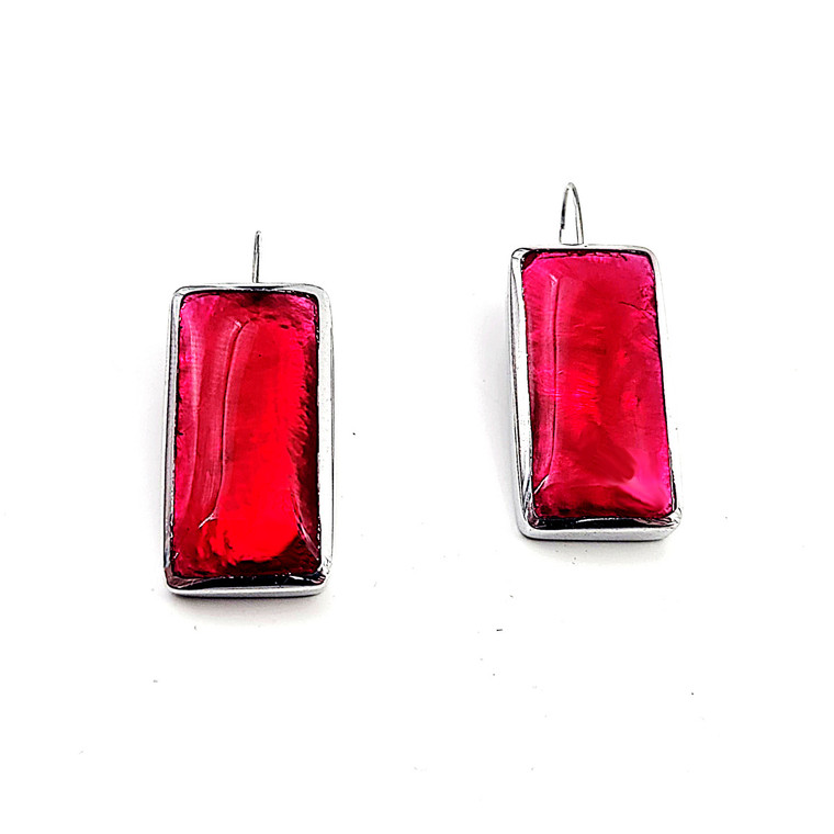 Rectangle Earrings - Magenta