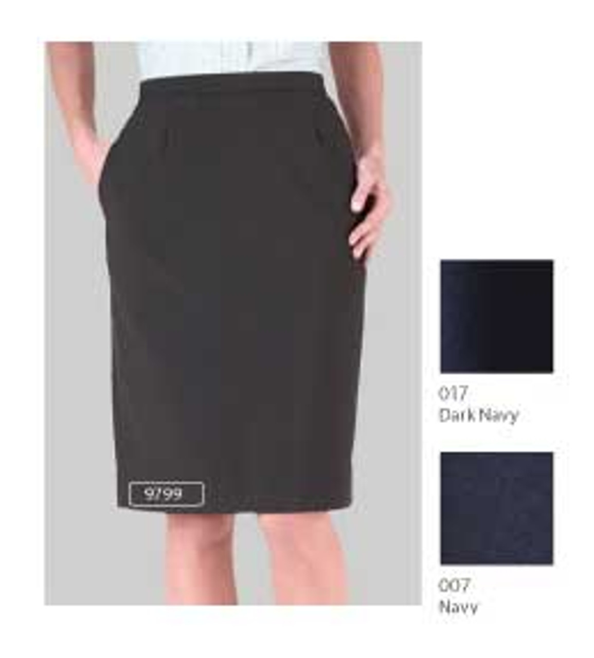 navy business skirt