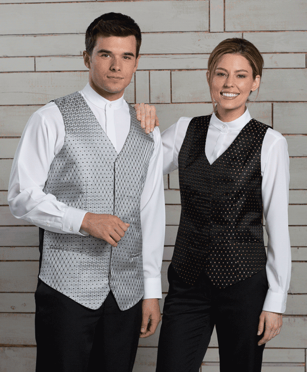 Silver and black patterned vest for your hotel or casino staff!