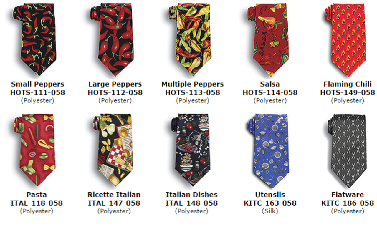 Different cuisine themed ties