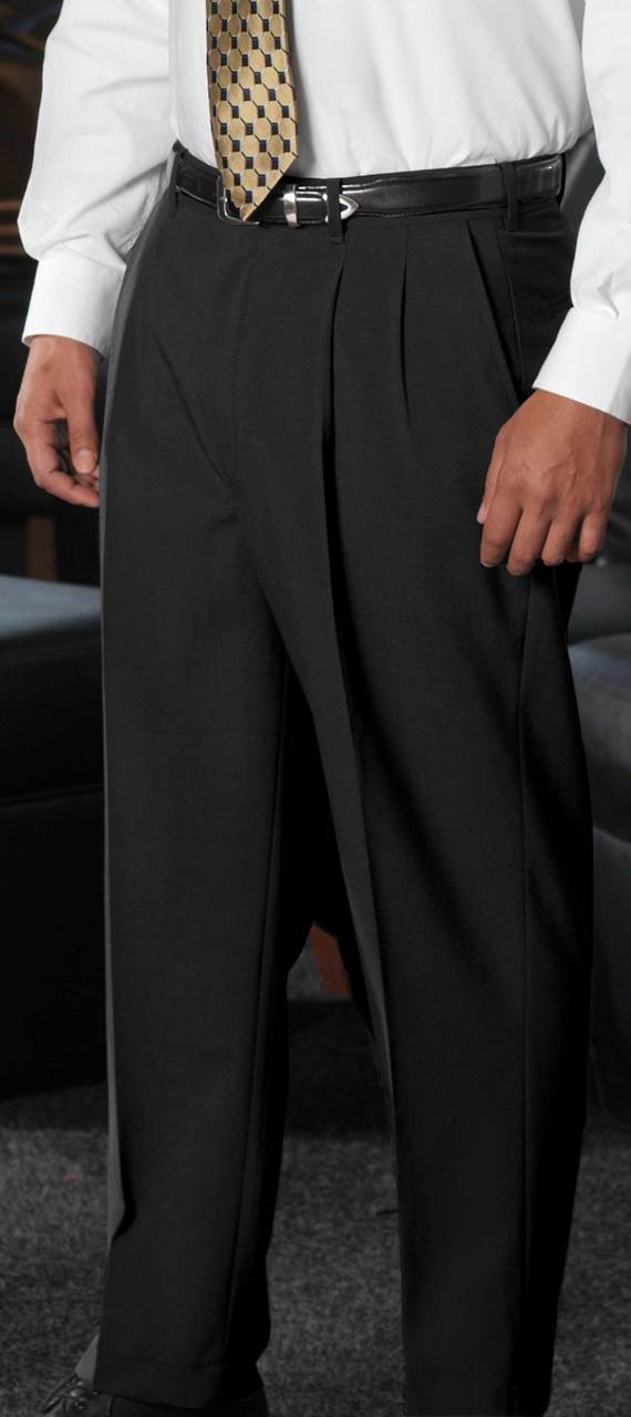 Men Cotton Pleated Pants Trousers Retro Casual Formal Business Straight Leg  | eBay