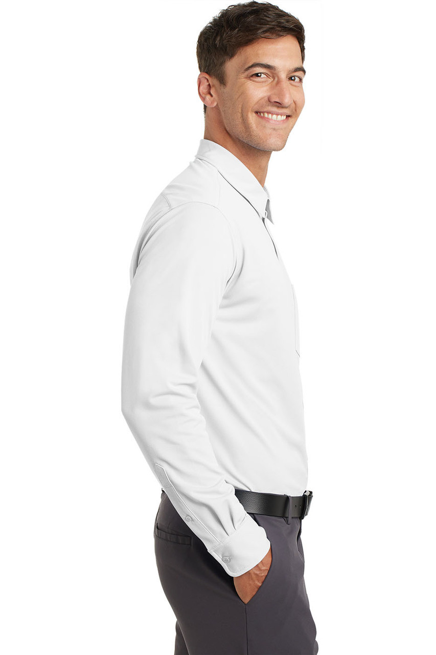 Personalized dress business shirt long sleeved poplin shirt Port Authority  w button down collar - your name and/or logo above pocket