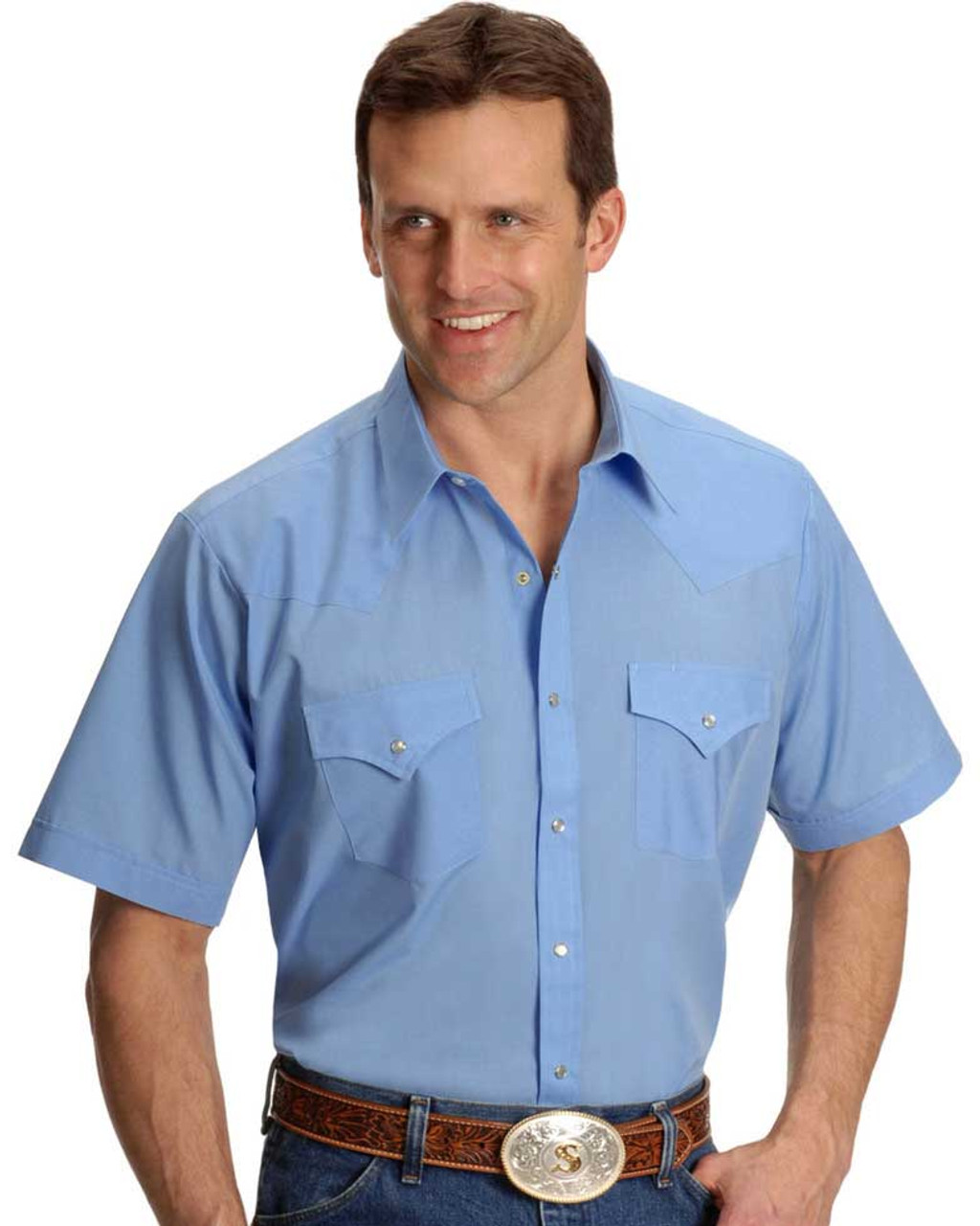 Short Sleeve Solid Western Shirt