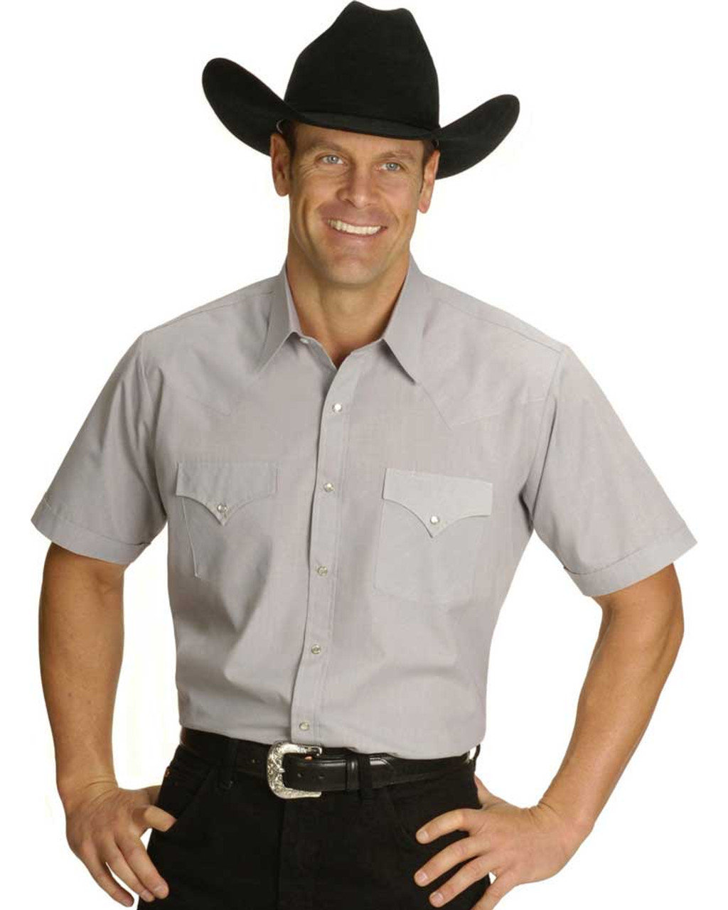 Short Sleeve Solid Western Shirt