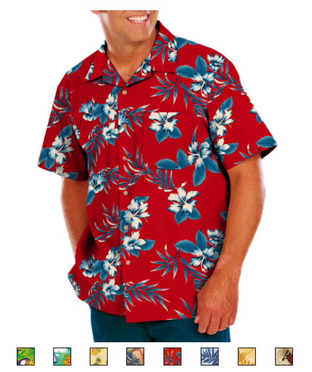 Camp shirts available in many tropic patterns