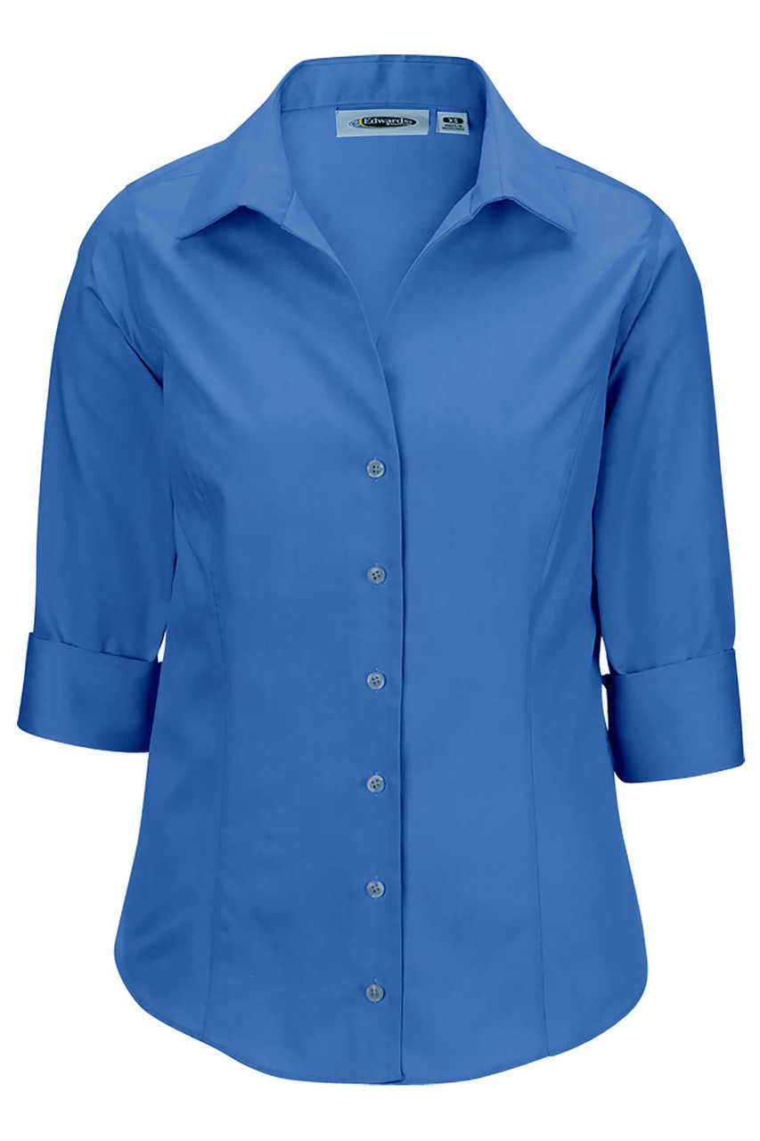 Ladies 3/4 Sleeve Wrinkle Free Oxford CLOSEOUT No Return