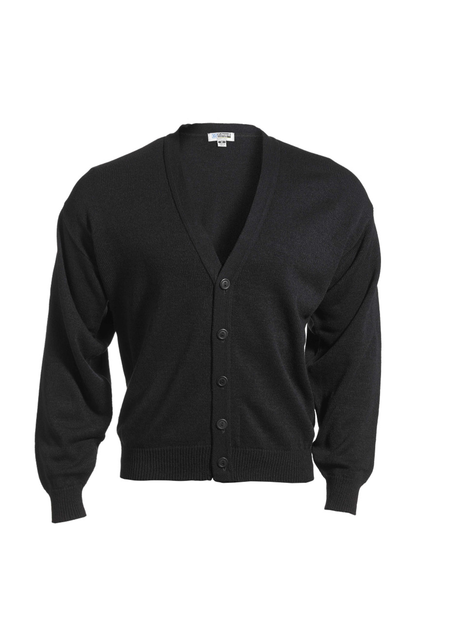 QUALFORT Men's Black Cardigan Sweater V-Neck Casual Button Up 100