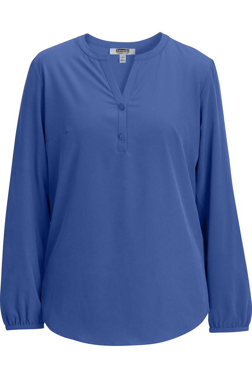 トップス VALLAD V.HENRY NECK XCVI Ulysses Twill + Jersey Relaxed Oversized V-Neck Top