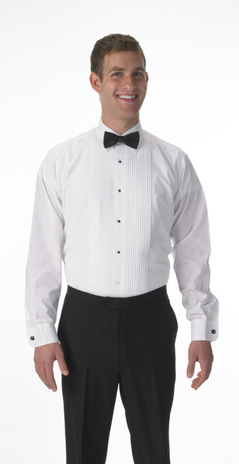 Banded Collar Dress Shirt With Black Piping