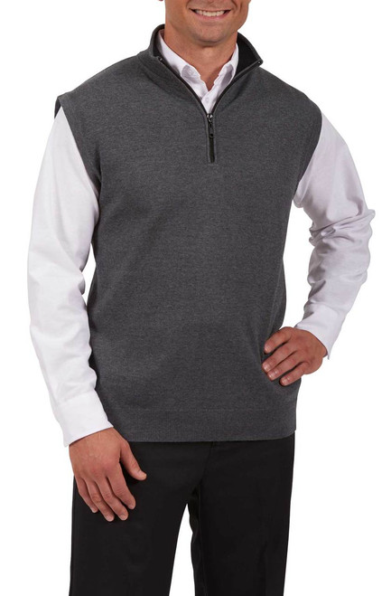 Quarter Zip Cotton Blend Sweater Vest 