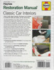 Classic Car Interiors Haynes Restoration Manual (9781850109327) - back