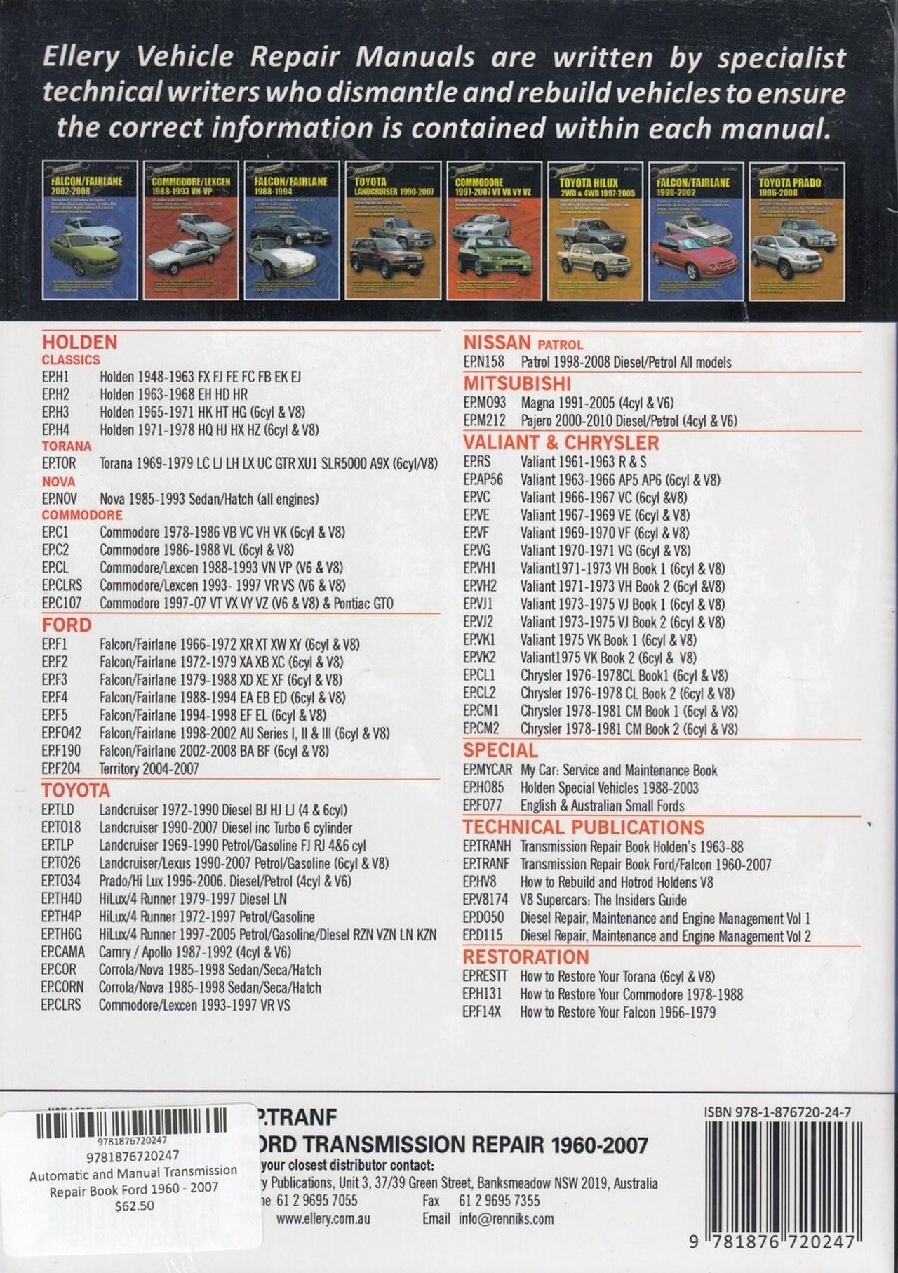 Automatic and Manual Transmission Repair Book Ford 1960 - 2007