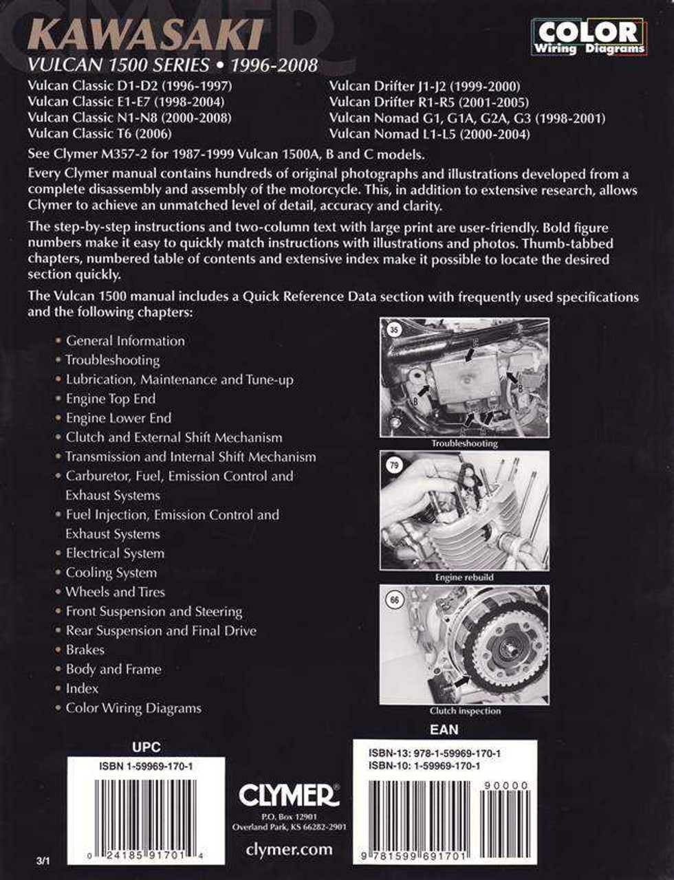 1987-2008 Kawasaki Vulcan 1500 1600 Classic Nomad Drifter HAYNES REPAIR MANUAL