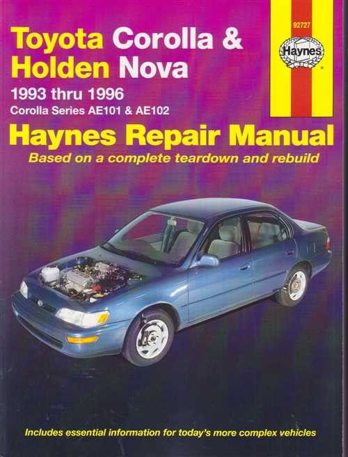 Toyota Corolla Holden Nova 1993 1996 Workshop Manual