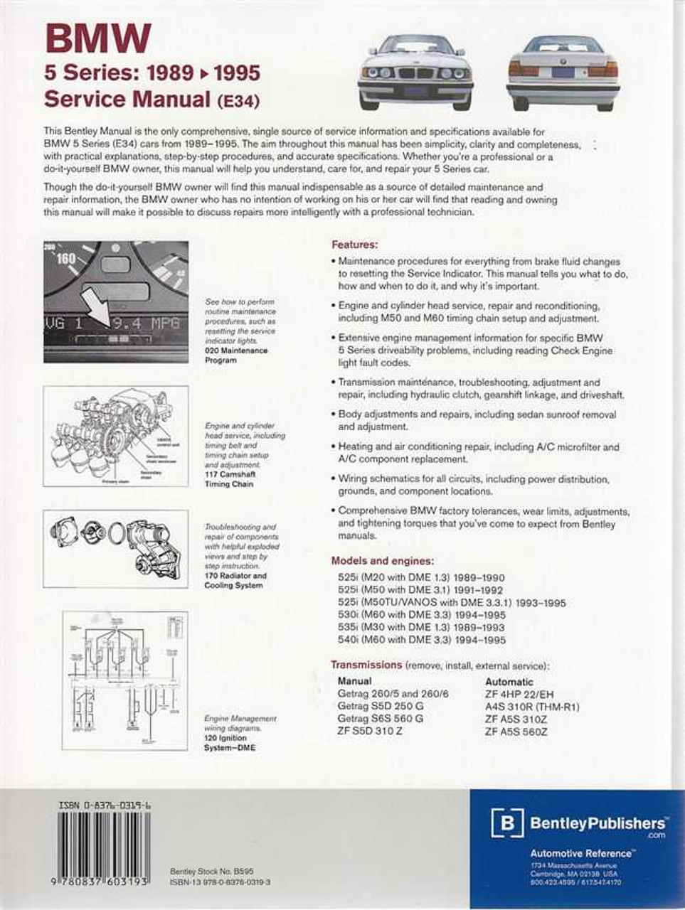 BMW 5 Series (E34) 525i, 530i, 535i, 540i 1989 - 1995 Workshop Manual