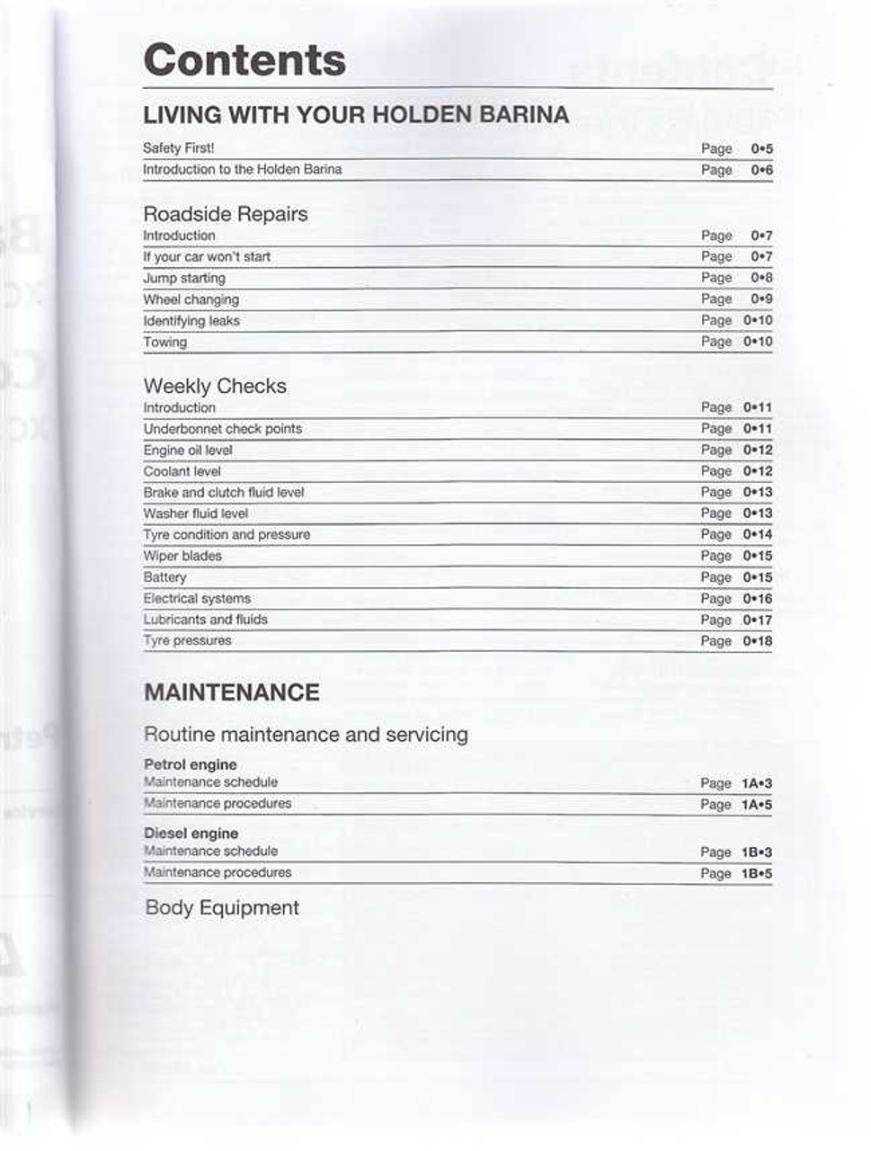 Holden Barina Combo Xc Series Petrol Diesel 2001 2010