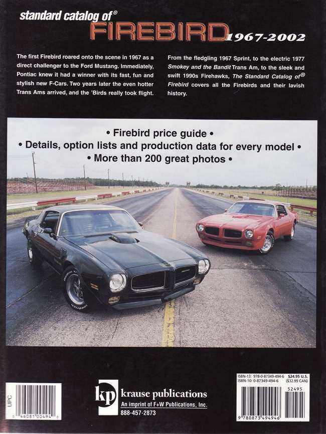 Standard Catalog of Pontiac Firebird 1967 2002