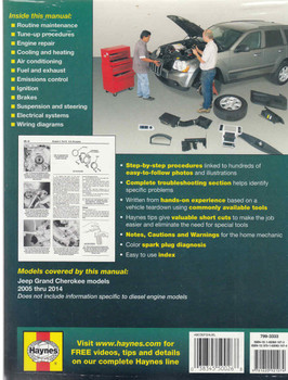 Jeep Grand Cherokee 2005 - 2014 (Petrol Engines) Workshop Manual (038345500268) - back