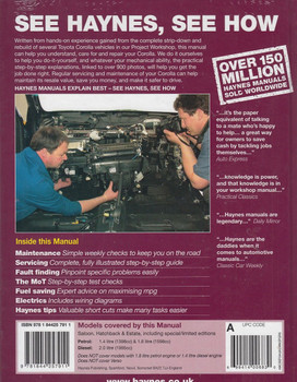 Toyota Corolla Petrol & Diesel 2002 - 2008 Repair Manual Back Cover