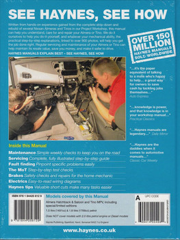 Nissan Almera & Tino 1.5 & 1.8 Litre Petrol 2000 - 2007 Workshop Manual Back Cover