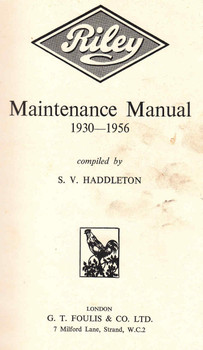 Riley Maintenence Manual 1930 - 1956 (B001102JPW)