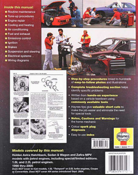 Holden Astra &amp; Zafira TS, TT Series 1998 - 2005 Workshop Manual
