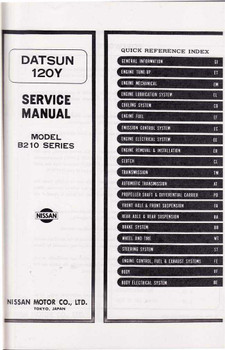 Nissan Datsun 120Y Model B210 Series Workshop Manual