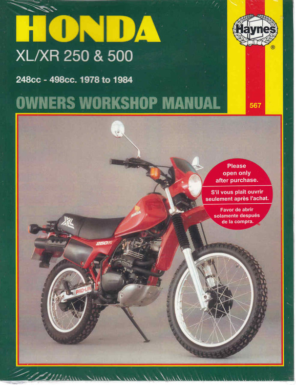 Honda XL / XR 250 & 500 1978 - 1984 Workshop Manual