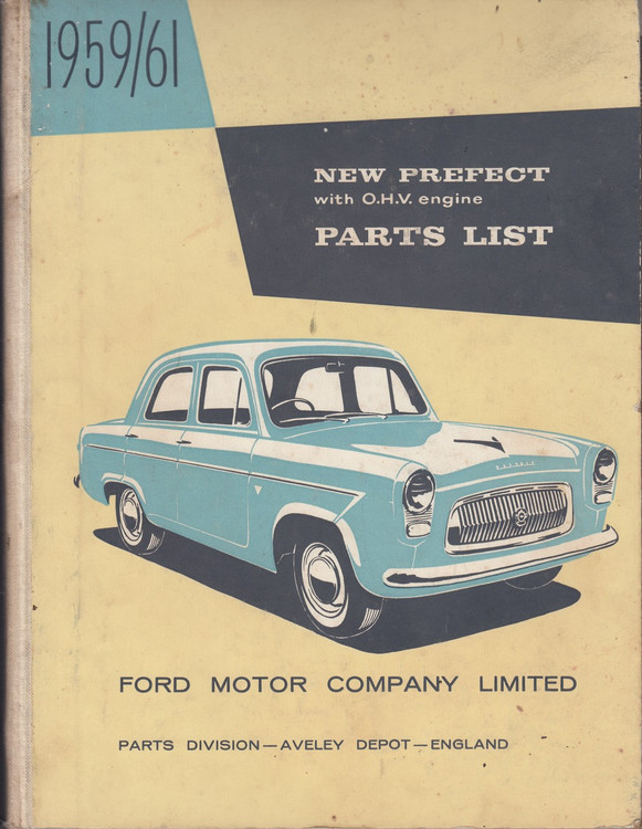 New Ford Prefect with OHV Engine Parts list 1959-1961