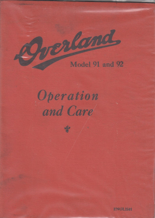 Overland Model 91 and 92 Operation & Care